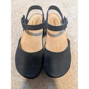 Taos Culture Black Suede Mary Jane Wedge Sandals Size 9